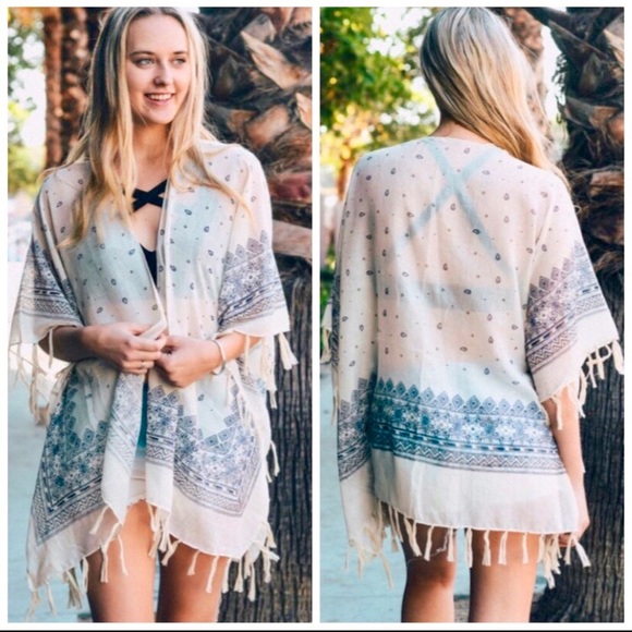 ⚠️1 LEFT⚠️ Ivory Tassel Kimono &/OR 👙cover-up NWT - Picture 2 of 8